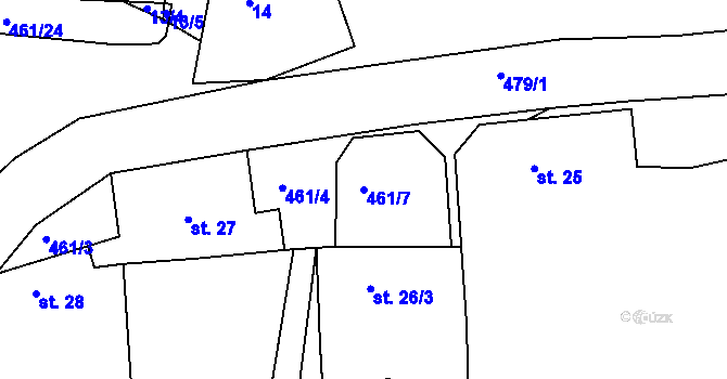 Parcela st. 461/7 v KÚ Újezdec u Rakovníka, Katastrální mapa