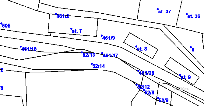 Parcela st. 461/17 v KÚ Újezdec u Rakovníka, Katastrální mapa
