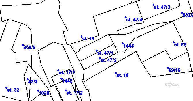 Parcela st. 47/1 v KÚ Újezdec u Bělčic, Katastrální mapa