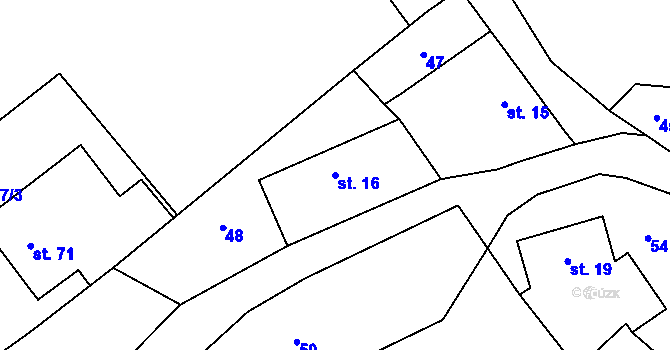 Parcela st. 16 v KÚ Újezdec u Litomyšle, Katastrální mapa