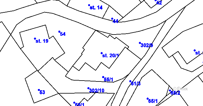 Parcela st. 20/1 v KÚ Újezdec u Litomyšle, Katastrální mapa