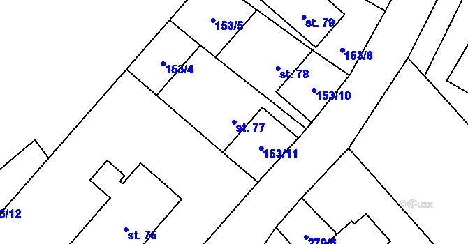 Parcela st. 77 v KÚ Újezdec u Litomyšle, Katastrální mapa