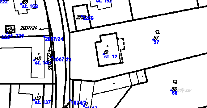 Parcela st. 12 v KÚ Újezdec u Osvětiman, Katastrální mapa
