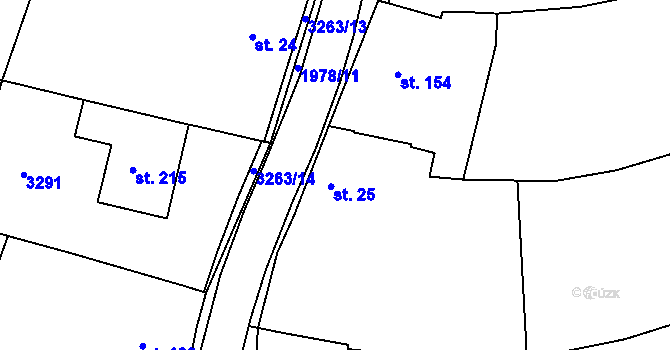Parcela st. 25 v KÚ Újezdec u Osvětiman, Katastrální mapa