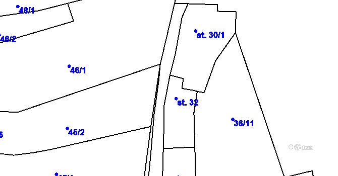 Parcela st. 32 v KÚ Újezdec u Osvětiman, Katastrální mapa