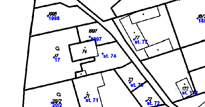 Parcela st. 74 v KÚ Újezdec u Osvětiman, Katastrální mapa