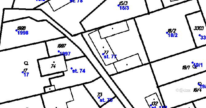 Parcela st. 77 v KÚ Újezdec u Osvětiman, Katastrální mapa