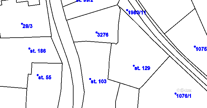 Parcela st. 102 v KÚ Újezdec u Osvětiman, Katastrální mapa