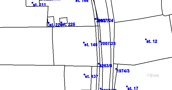 Parcela st. 140 v KÚ Újezdec u Osvětiman, Katastrální mapa