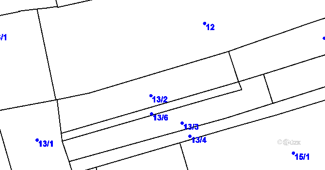 Parcela st. 13/2 v KÚ Újezdec u Osvětiman, Katastrální mapa