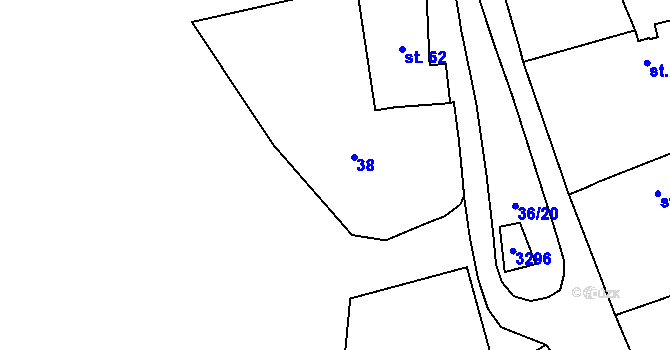 Parcela st. 38 v KÚ Újezdec u Osvětiman, Katastrální mapa