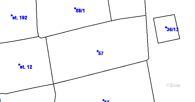 Parcela st. 57 v KÚ Újezdec u Osvětiman, Katastrální mapa