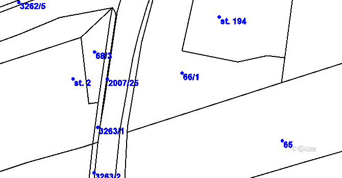 Parcela st. 66/1 v KÚ Újezdec u Osvětiman, Katastrální mapa