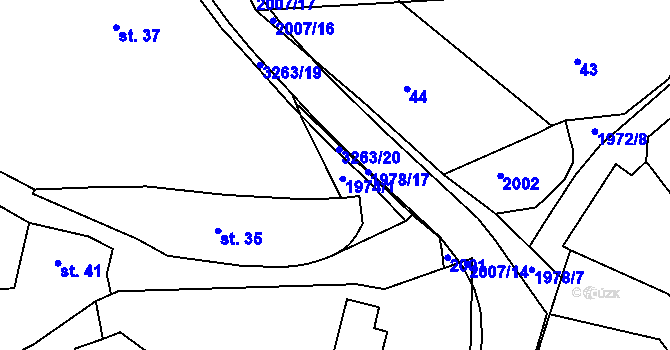 Parcela st. 1974/1 v KÚ Újezdec u Osvětiman, Katastrální mapa