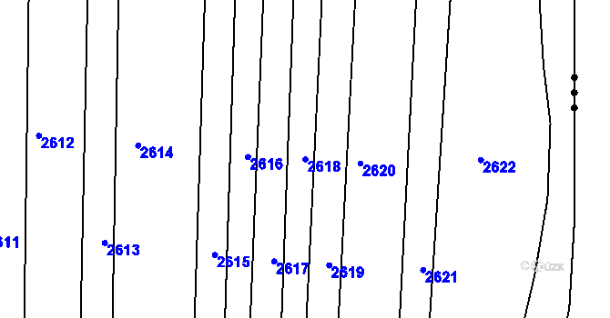 Parcela st. 2618 v KÚ Újezdec u Osvětiman, Katastrální mapa