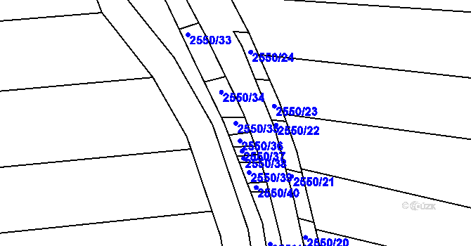 Parcela st. 2550/35 v KÚ Újezdec u Osvětiman, Katastrální mapa