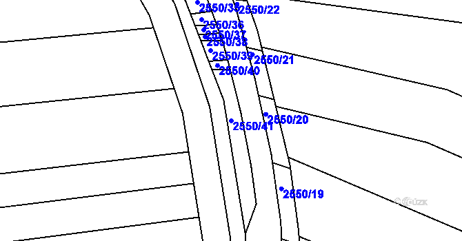 Parcela st. 2550/41 v KÚ Újezdec u Osvětiman, Katastrální mapa