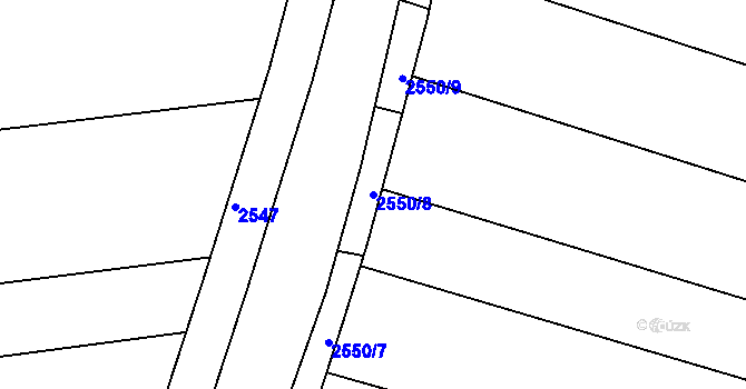 Parcela st. 2550/8 v KÚ Újezdec u Osvětiman, Katastrální mapa