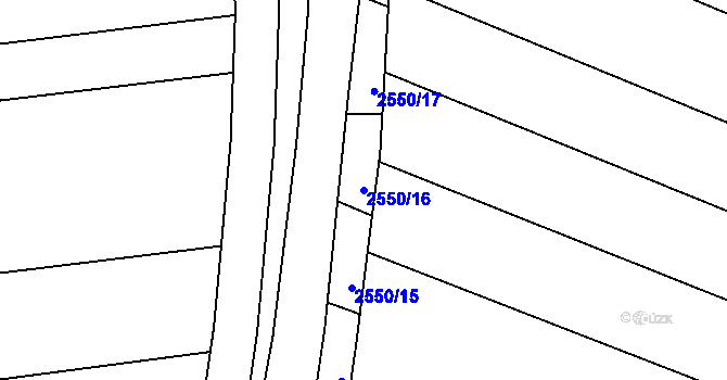 Parcela st. 2550/16 v KÚ Újezdec u Osvětiman, Katastrální mapa