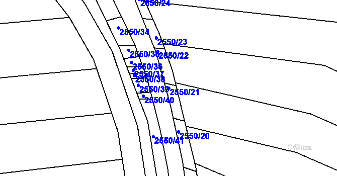 Parcela st. 2550/21 v KÚ Újezdec u Osvětiman, Katastrální mapa