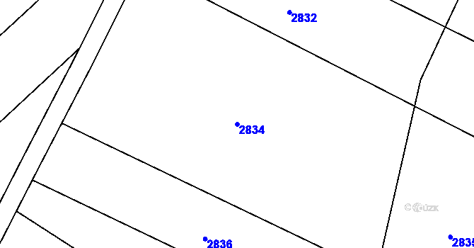 Parcela st. 2834 v KÚ Újezdec u Osvětiman, Katastrální mapa