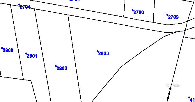 Parcela st. 2803 v KÚ Újezdec u Osvětiman, Katastrální mapa