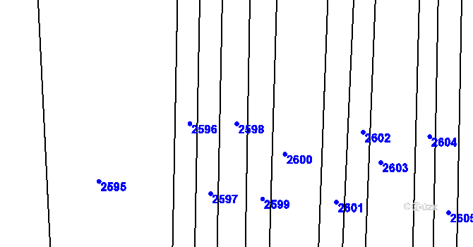 Parcela st. 2598 v KÚ Újezdec u Osvětiman, Katastrální mapa