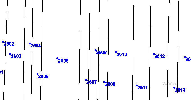 Parcela st. 2608 v KÚ Újezdec u Osvětiman, Katastrální mapa