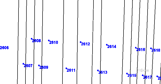 Parcela st. 2612 v KÚ Újezdec u Osvětiman, Katastrální mapa