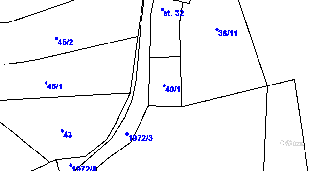 Parcela st. 40/1 v KÚ Újezdec u Osvětiman, Katastrální mapa