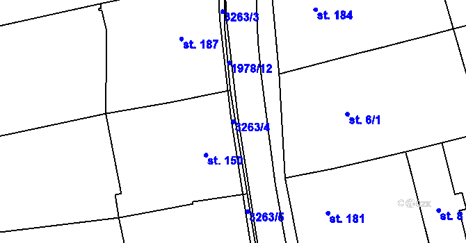 Parcela st. 3263/4 v KÚ Újezdec u Osvětiman, Katastrální mapa