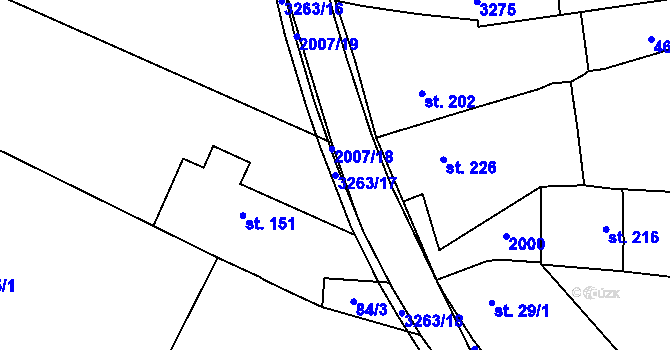 Parcela st. 3263/17 v KÚ Újezdec u Osvětiman, Katastrální mapa