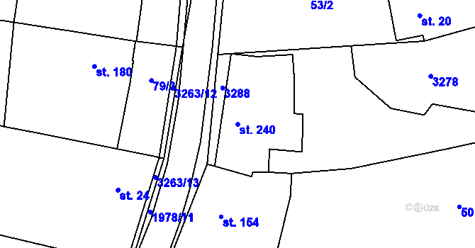 Parcela st. 240 v KÚ Újezdec u Osvětiman, Katastrální mapa