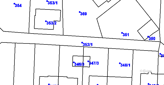 Parcela st. 352/1 v KÚ Újezdec u Přerova, Katastrální mapa