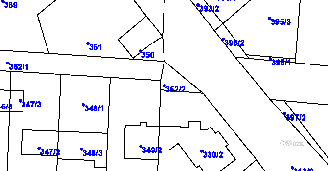 Parcela st. 352/2 v KÚ Újezdec u Přerova, Katastrální mapa