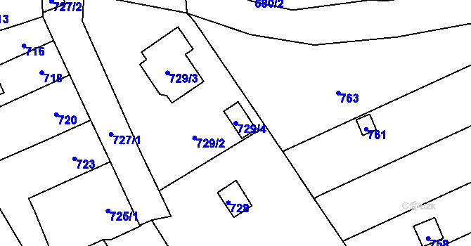 Parcela st. 729/4 v KÚ Újezdec u Přerova, Katastrální mapa