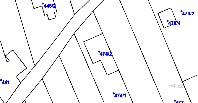 Parcela st. 474/2 v KÚ Újezdec u Přerova, Katastrální mapa