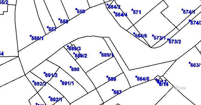 Parcela st. 689/1 v KÚ Újezdec u Přerova, Katastrální mapa