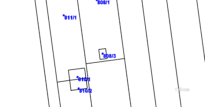 Parcela st. 808/3 v KÚ Újezdec u Přerova, Katastrální mapa