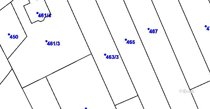 Parcela st. 463/3 v KÚ Újezdec u Přerova, Katastrální mapa