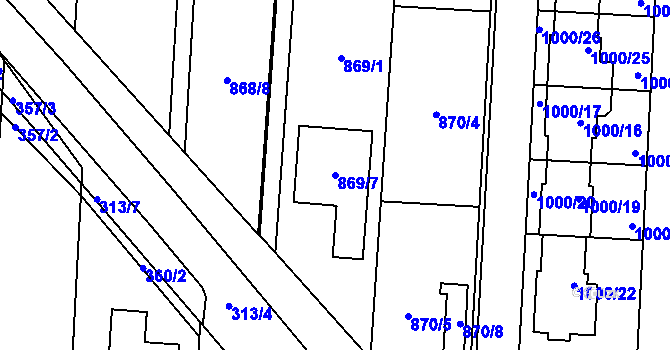 Parcela st. 869/7 v KÚ Újezdec u Přerova, Katastrální mapa