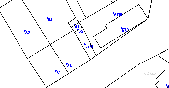 Parcela st. 57/3 v KÚ Újezdec u Přerova, Katastrální mapa