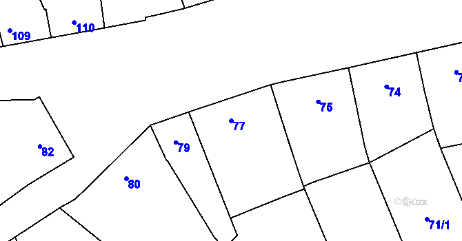 Parcela st. 77 v KÚ Újezdec u Přerova, Katastrální mapa