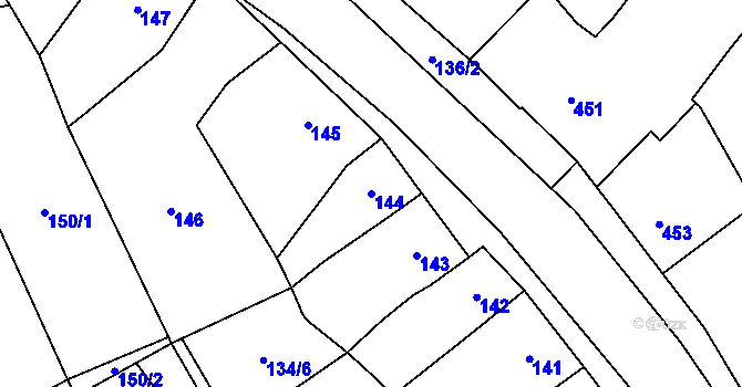 Parcela st. 144 v KÚ Újezdec u Přerova, Katastrální mapa