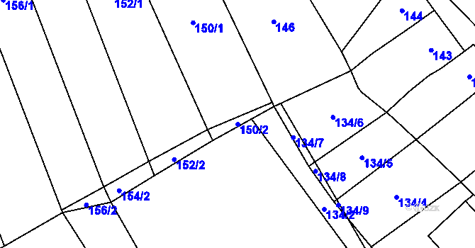 Parcela st. 150/2 v KÚ Újezdec u Přerova, Katastrální mapa