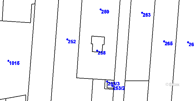 Parcela st. 258 v KÚ Újezdec u Přerova, Katastrální mapa