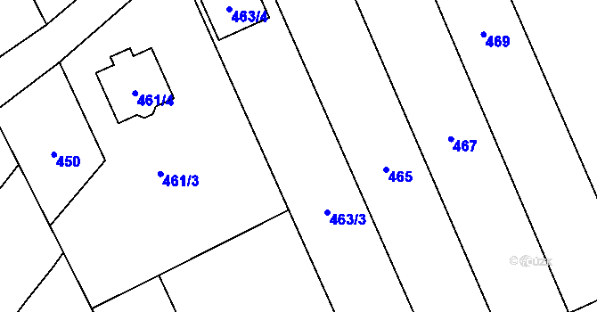 Parcela st. 463 v KÚ Újezdec u Přerova, Katastrální mapa