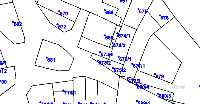 Parcela st. 673/1 v KÚ Újezdec u Přerova, Katastrální mapa