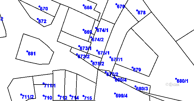 Parcela st. 675/1 v KÚ Újezdec u Přerova, Katastrální mapa