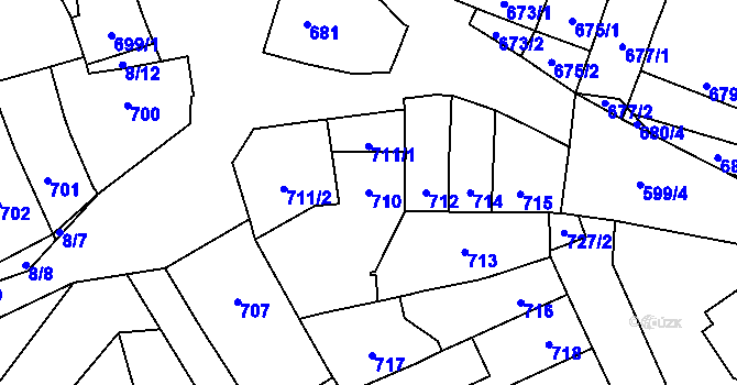 Parcela st. 710 v KÚ Újezdec u Přerova, Katastrální mapa